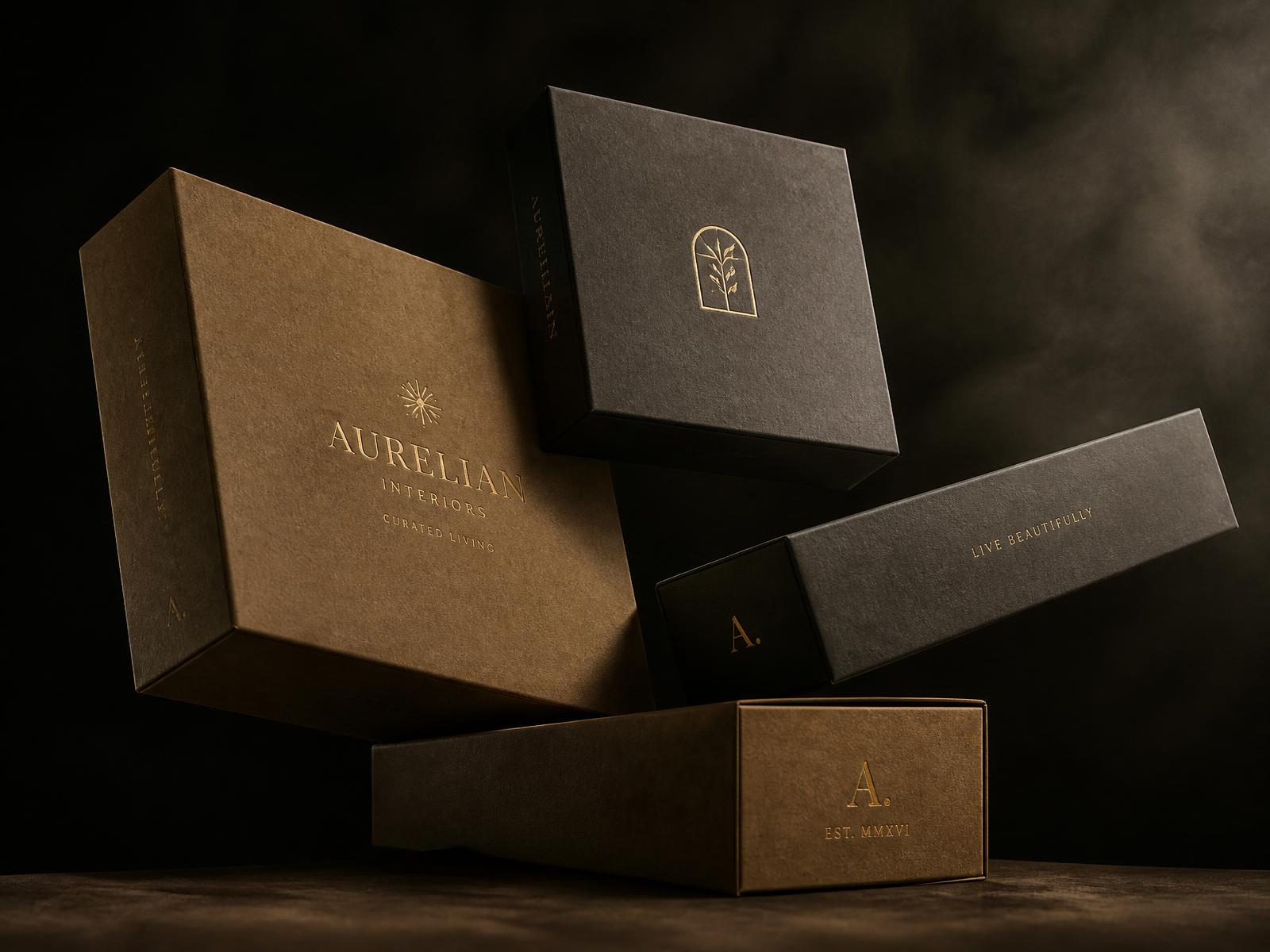 Luxury rigid boxes with gold foil detailing